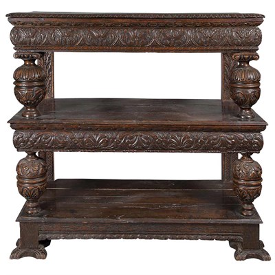 Lot 256 - Jacobean Style Oak Bookshelf With three...