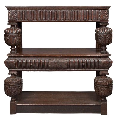 Lot 253 - Jacobean Style Oak Open Bookshelf With two...