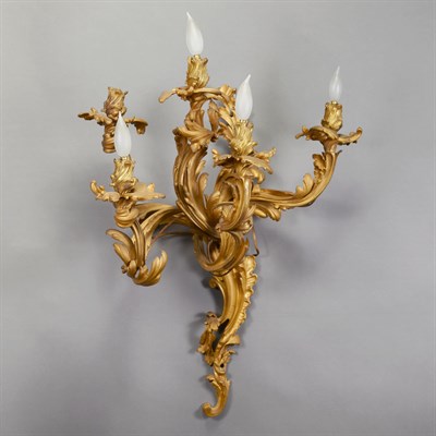 Lot 636 - Pair of Louis XV Style Gilt-Bronze Five-Light...