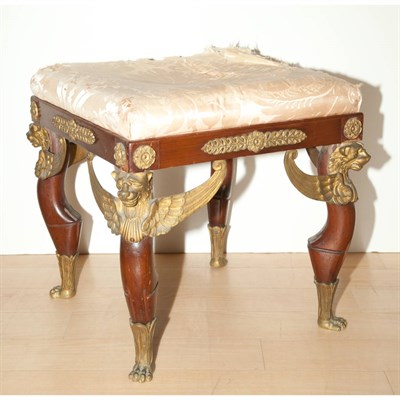 Lot 346 - Empire Style Gilt-Metal Mounted Mahogany Stool...