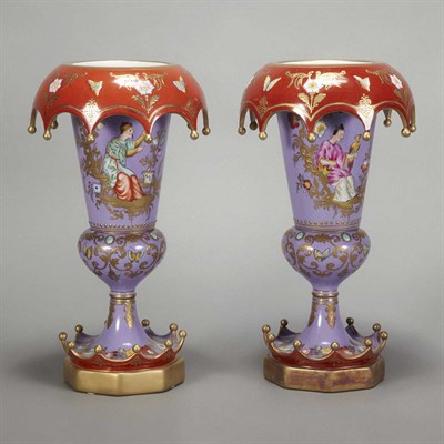 Lot 364 - Pair of Chelsea House Porcelain Vases Each of...