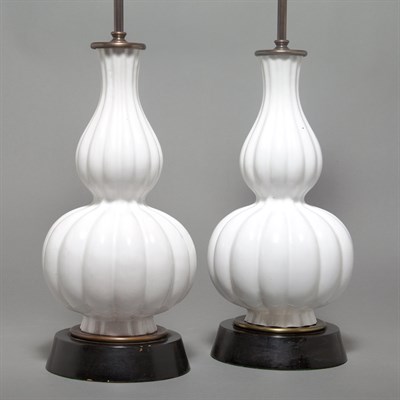 Lot 375 - Pair of Chinese Style White Glazed Porcelain...