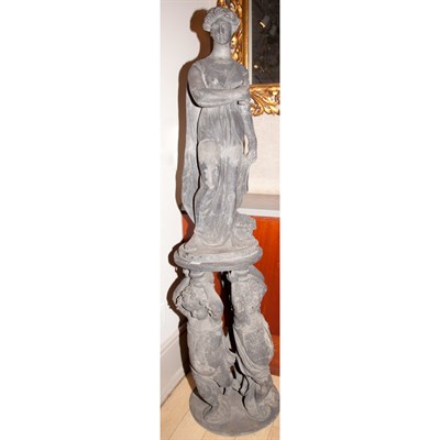 Lot 526 - Lead Garden Figure of a Female Bacchante and...