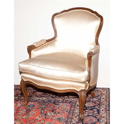 Lot 351 - Pair of Louis XV Style Carved Walnut Stained...