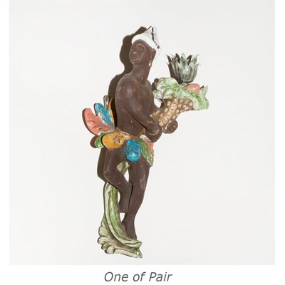 Lot 437 - Pair of Painted Wood Figural Blackamoor Single-...
