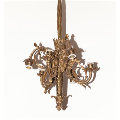 Lot 414 - Louis XVI Gilt-Metal Six-Light Chandelier The...