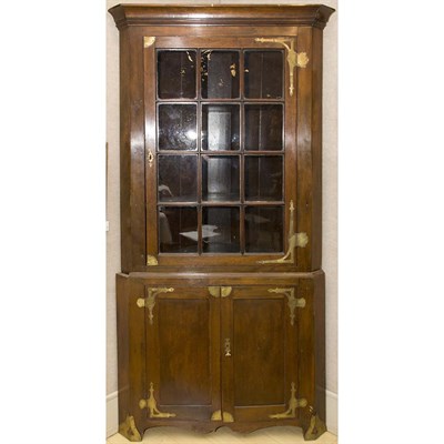 Lot 204 - Provincial Brass Bound Mahogany Corner Cabinet...