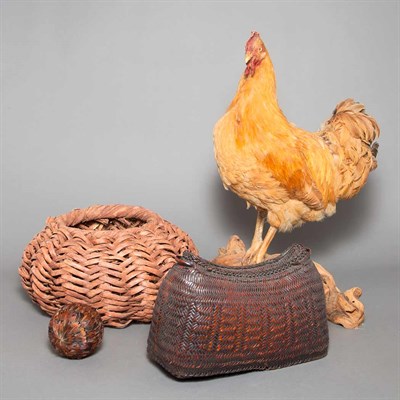 Lot 183 - Group of Three Baskets; Set of Six Feathered...