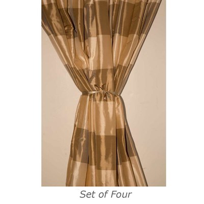 Lot 328 - Set of Four Silk Curtain Panels Height 6 feet.