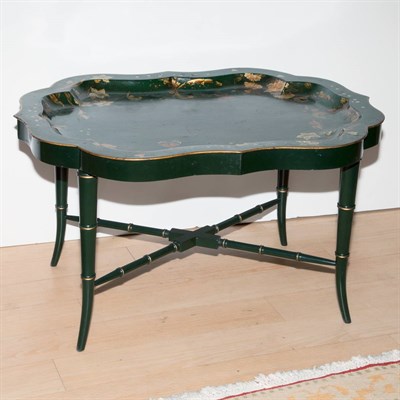 Lot 166 - Regency Style Tole Tray on Stand Height 18...