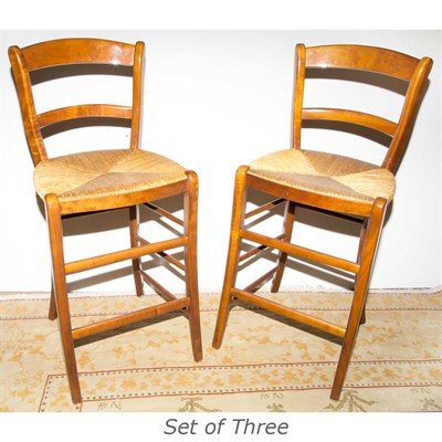 Lot 157 - Set of Three Rush Seat Counter Stools
