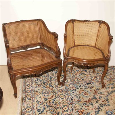 Lot 150 - Two Provincial Louis XV Style Walnut and Caned...