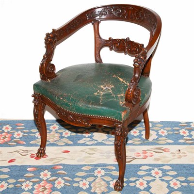 Lot 151 - Victorian Carved Oak Armchair