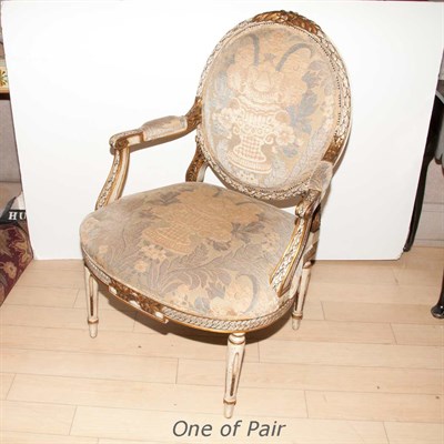 Lot 500 - Pair of Louis XVI Style Painted Fauteuils