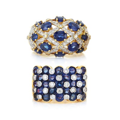 Lot 161 - Two Gold, Sapphire and Diamond Rings