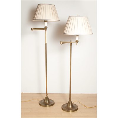 Lot 217 - Pair of Brass Swing Arm Floor Lamps Height 51...