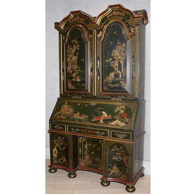 Lot 452 - George III Style Green Japanned Bureau...