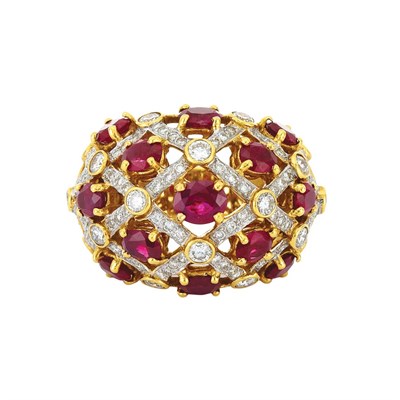 Lot 567 - Gold, Ruby and Diamond Bombe Ring