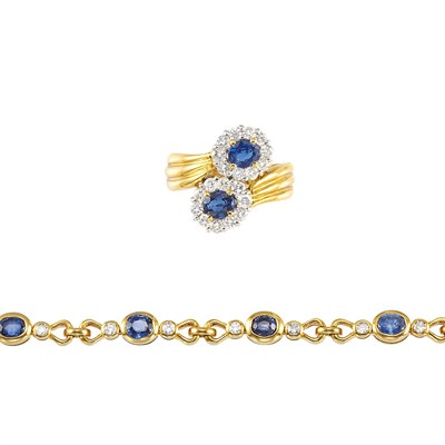 Lot 154 - Gold, Sapphire and Diamond Bracelet and Ring