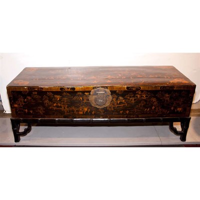 Lot 536 - Chinese Lacquered Trunk on Stand Height...