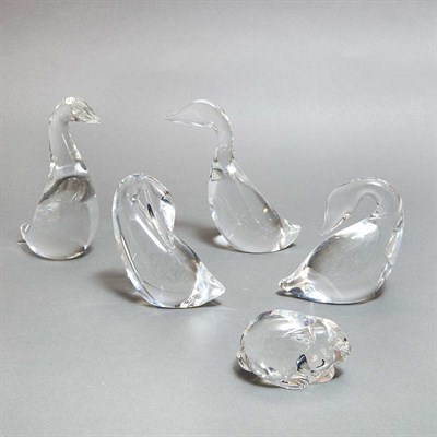 Lot 308 - Group of Five Steuben Glass Animals Height of...