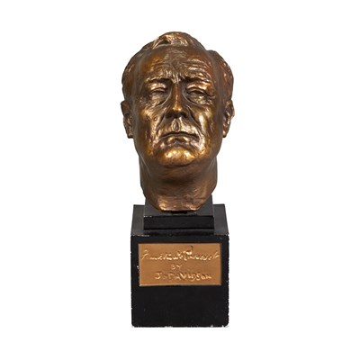 Lot 232 - Patinated Metal Head of Franklin D. Roosevelt...