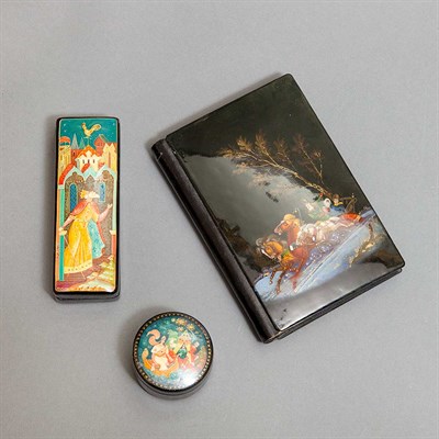 Lot 310 - Group of Russian and Russian Style Lacquered...