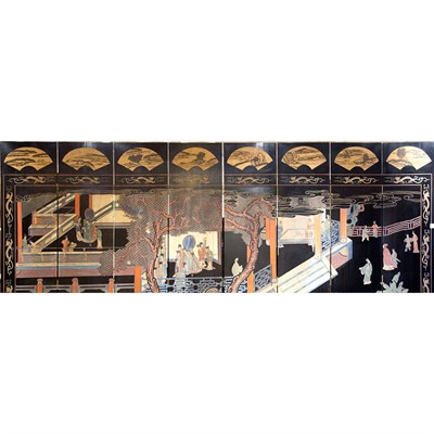 Lot 306 - Chinese Lacquered Eight-Panel Screen Height 8...