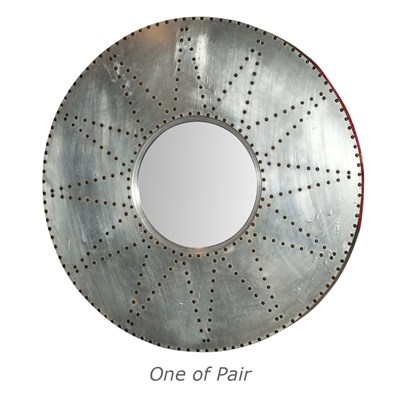 Lot 150 - Pair of Industial Silver Painted Metal Mirrors...