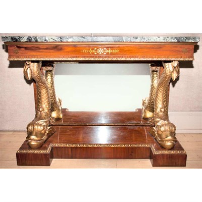 Lot 432 - Regency Style Marble Top Rosewood Console...