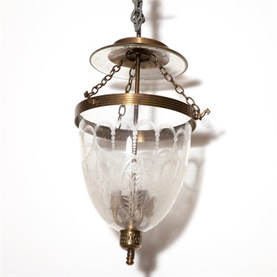 Lot 451 - Neoclassical Style Brass and Glass Hall...