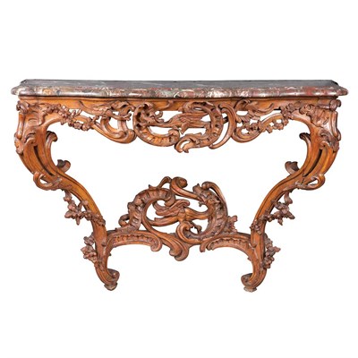 Lot 251 - Early Louis XV Oak Console The liver and rouge...