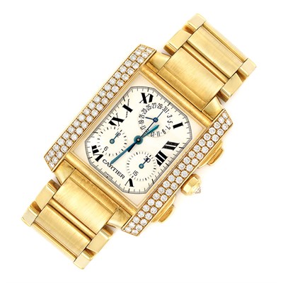 Lot 813 - Gold and Diamond Chronograph Wristwatch, Cartier