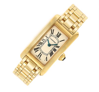 Lot 608 - Lady's Gold 'Tank Americaine' Wristwatch, Cartier