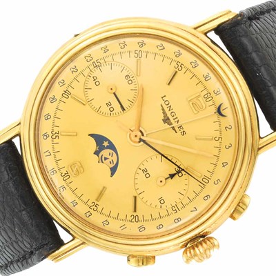 Lot 184 - Gentleman's Gold Calendar Chronograph Wristwatch, Longines