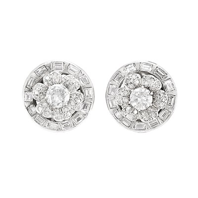 Lot 56 - Pair of Palladium and Diamond Earrings