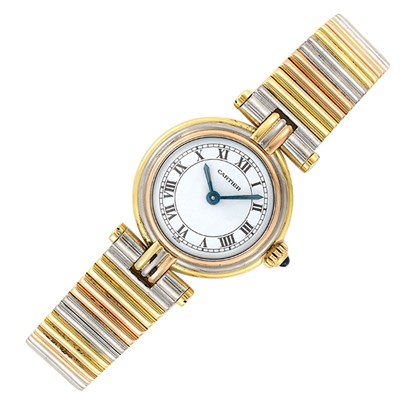 Lot 289 - Lady's Tricolor Gold 'Vendome' Wristwatch, Cartier