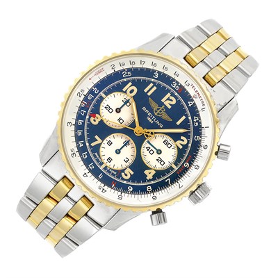 Lot 168 - Gentleman's Stainless Steel and Gold Chronograph Wristwatch, Breitling