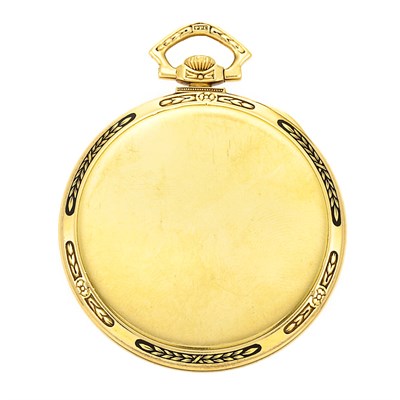 Lot 185 - Gold and Black Enamel Open Face Pocket Watch, Patek Philippe & Co.