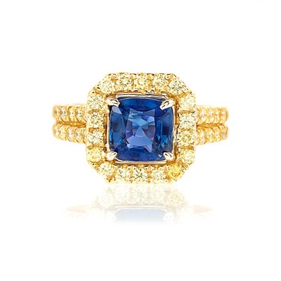 Lot 526 - Gold, Sapphire and Yellow Diamond Ring