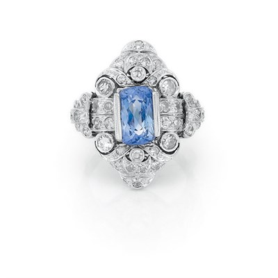 Lot 486 - White Gold, Sapphire and Diamond Ring