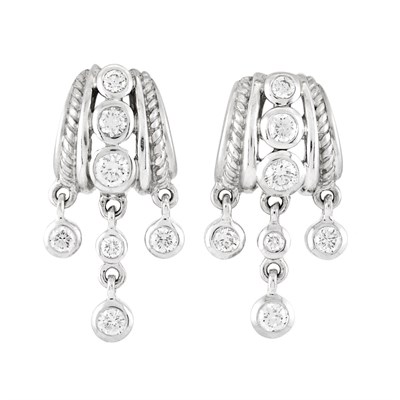 Lot 481 - Pair of White Gold and Diamond Fringe Earrings, Judith Ripka