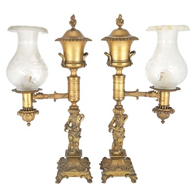 Lot 154 - Pair of Gilt-Bronze Argand Lamps Second...