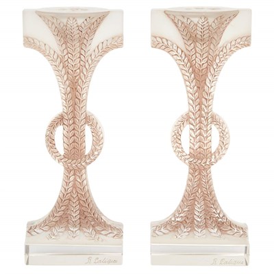 Lot 619 - Pair of R. Lalique Molded Glass Romeaux...