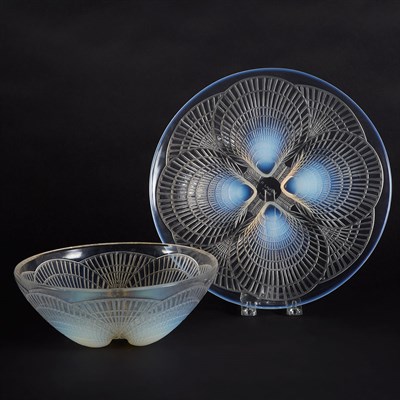 Lot 616 - Group of R. Lalique Molded Opalescent Glass...