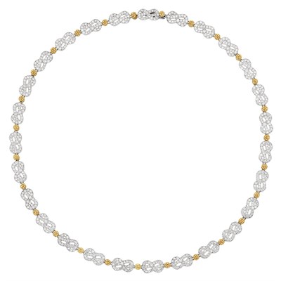 Lot 833 - Two-Color Gold and Diamond Pretzel Necklace, Gianmaria Buccellati