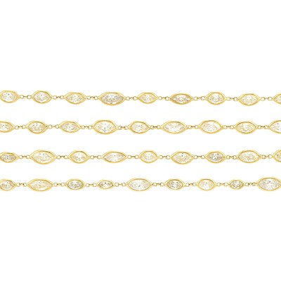 Lot 722 - Long Gold and Diamond Chain Necklace