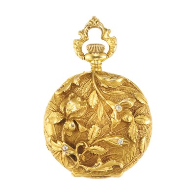 Lot 250 - Art Nouveau Gold and Diamond Pendant-Watch