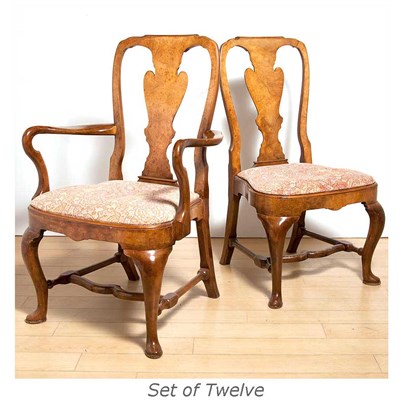 Lot 473 - Set of Twelve Queen Anne Style Dining Chairs...