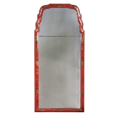 Lot 257 - Queen Anne Style Japanned Mirror With an...